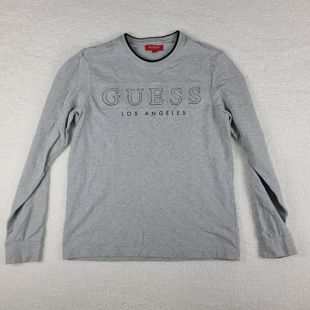 Guess Sweater‎ Mens Small Gray Spell Out Crewneck Sweatshirt